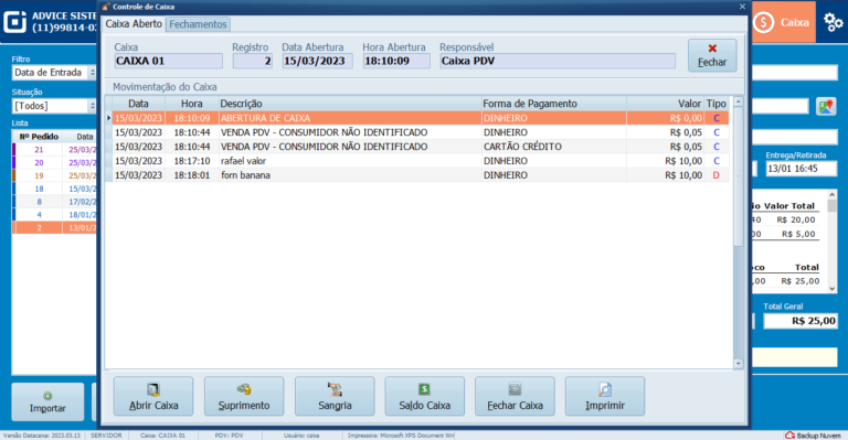 Controle de Caixa