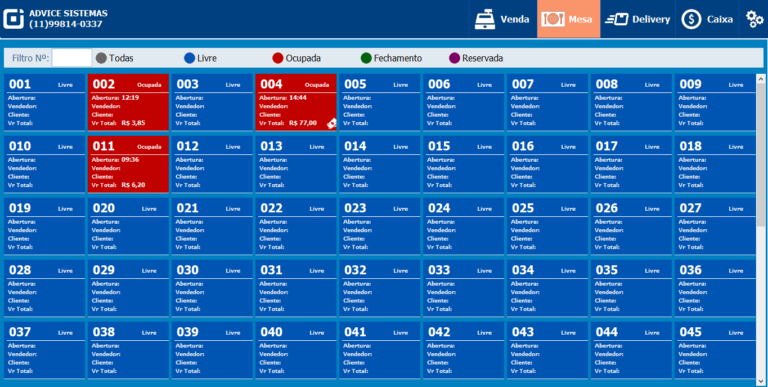 Gestão de Mesas