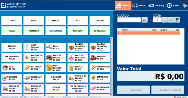 Tela de Venda Rápida